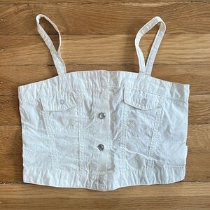 Mary-Kate and Ashley Vintage White Eyelet Spaghetti Strap Crop Top